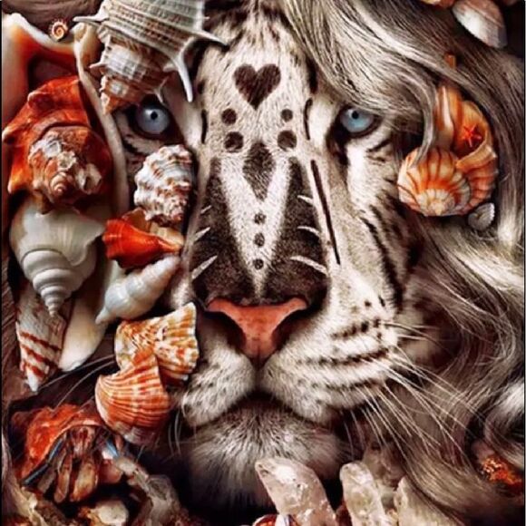 LION & Shells Diamond Painting! To be completed. - Picture 1 of 10
